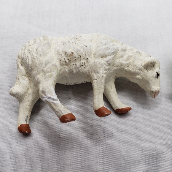 Vintage Easter Spring Display Chalkware Lambs Decorative Ceramic Egg - Picture 7 of 8